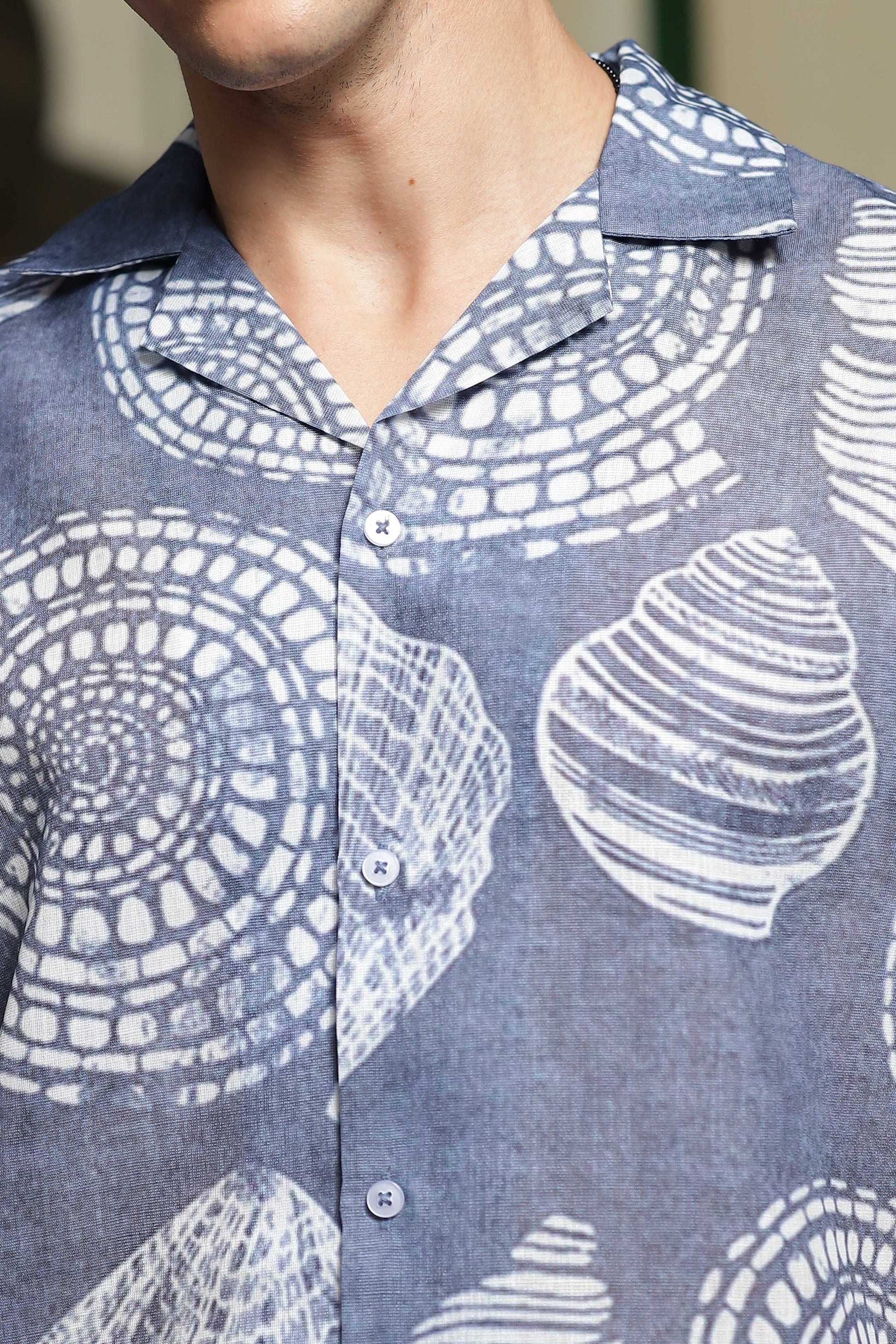 Men’s Ocean Shell Printed Cord Set – Premium Summer Co-ord Shirt & Shorts