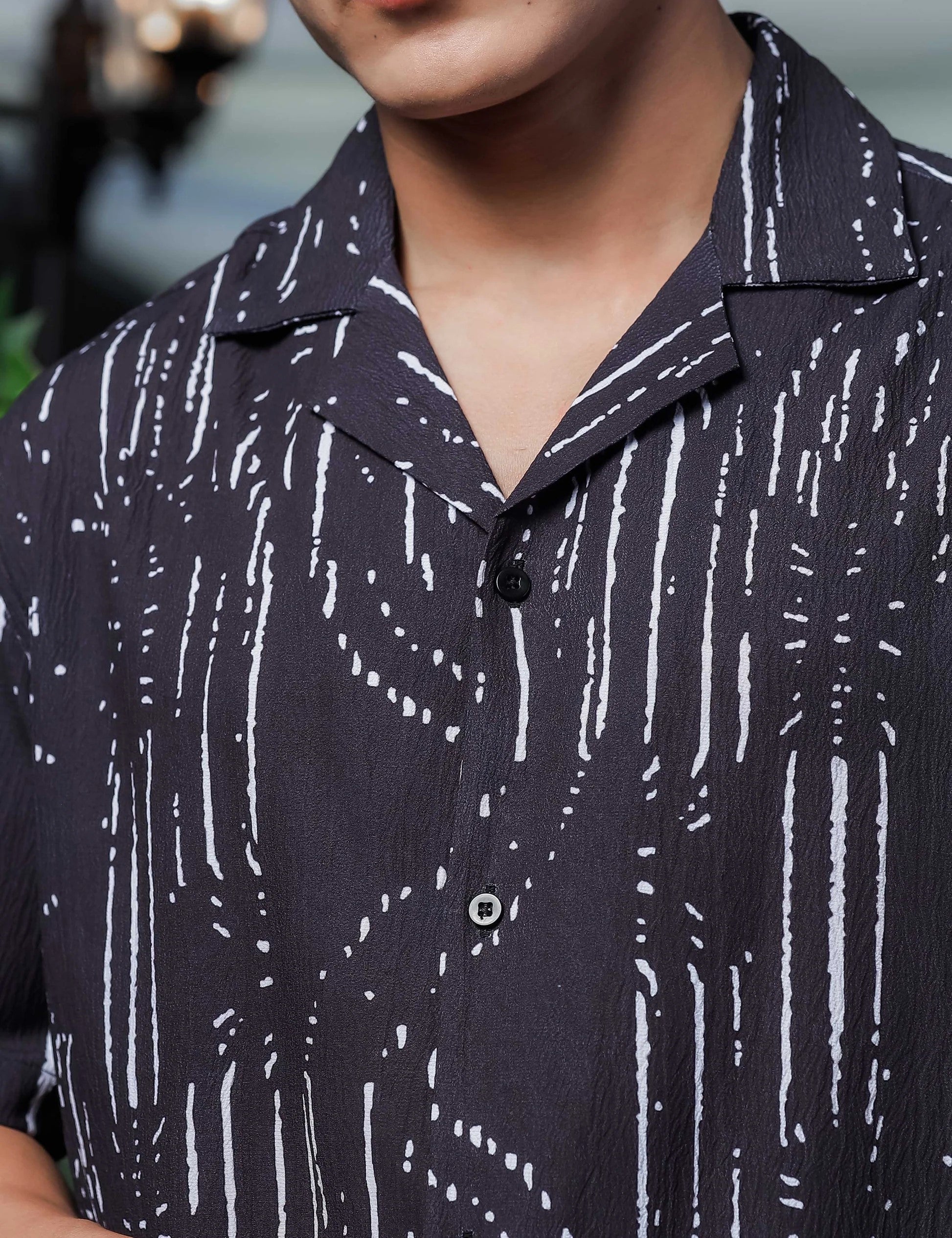 Men’s Premium Black Abstract Cord Set – Luxury Streetwear Co-ord Shirt & Shorts