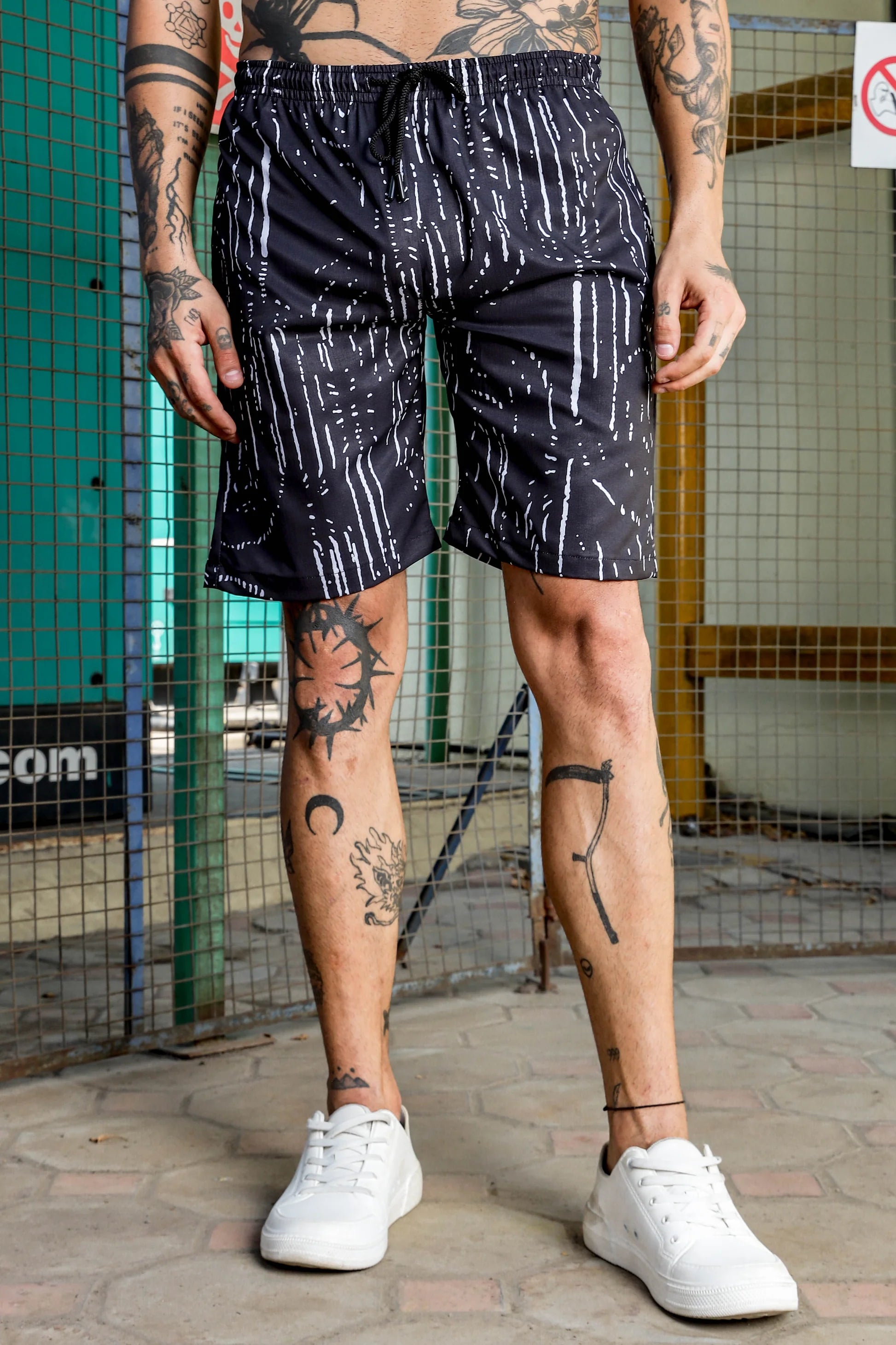Men’s Premium Black Abstract Cord Set – Luxury Streetwear Co-ord Shirt & Shorts
