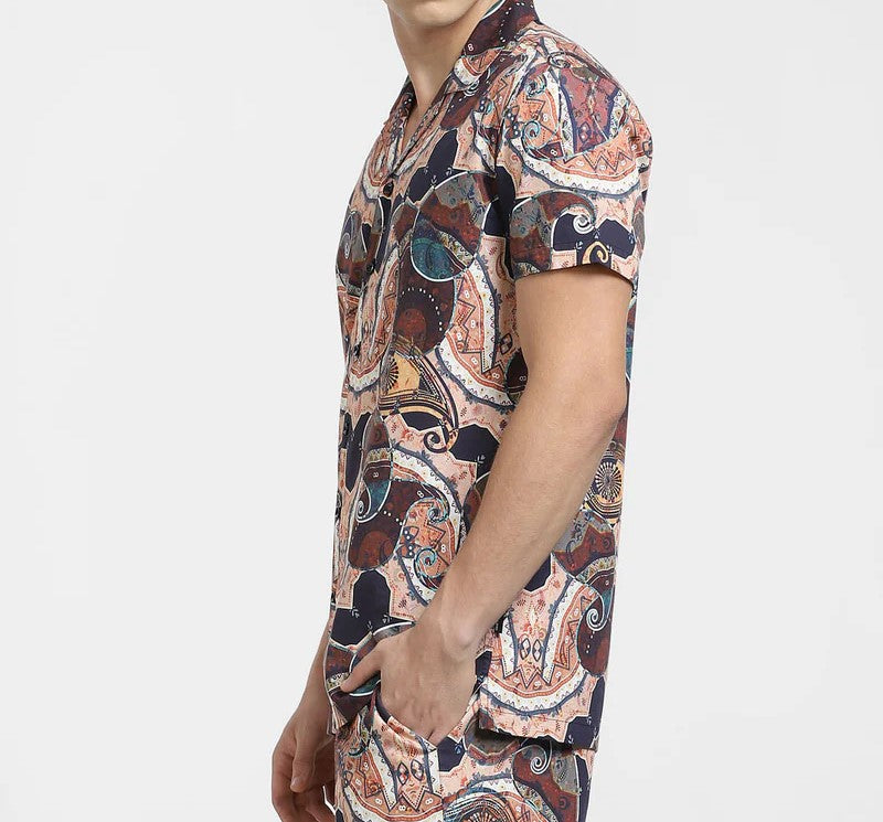 Men’s Premium Printed Cord Set – Luxury Resort Style Shirt & Shorts Co-ord Set