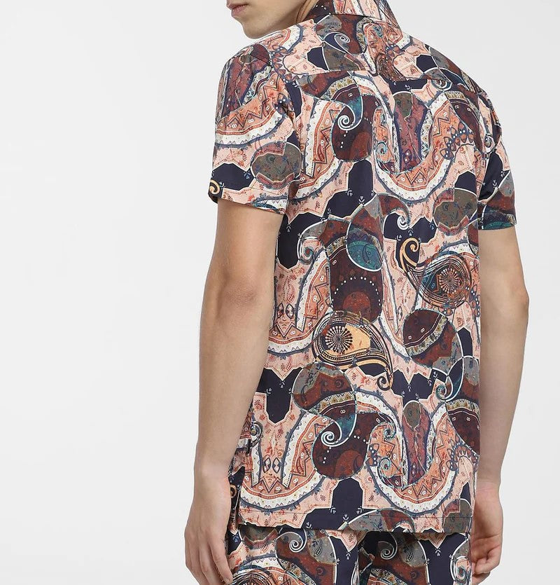 Men’s Premium Printed Cord Set – Luxury Resort Style Shirt & Shorts Co-ord Set