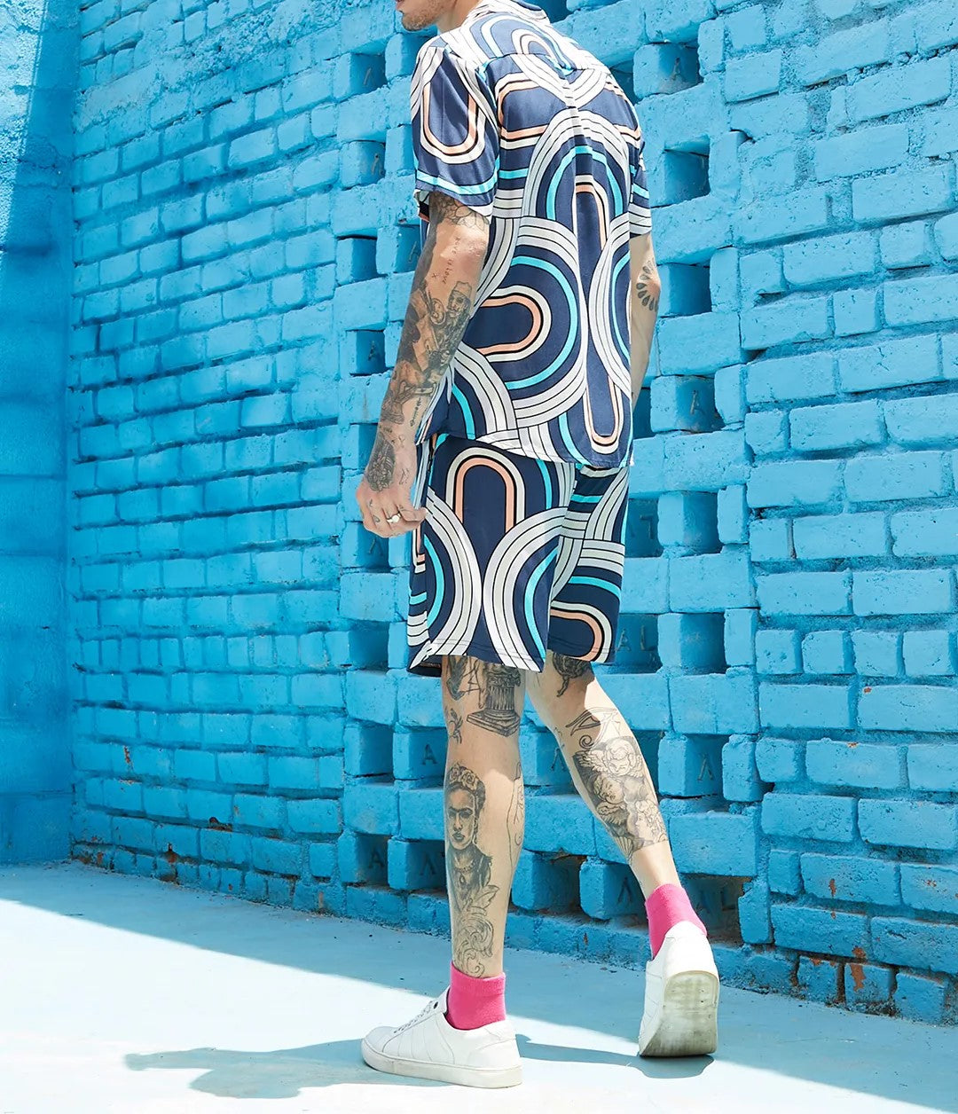 Men’s Retro Wave Printed Cord Set – Bold Street Style Co-ord Shirt & Shorts
